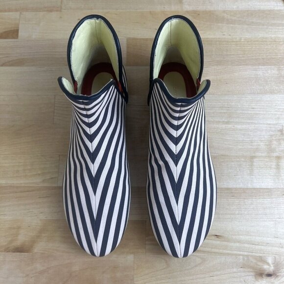 Tory Burch Claire McCardell Striped Slip On Textile Boot Size 5.5 Unique Retro - Picture 2 of 12